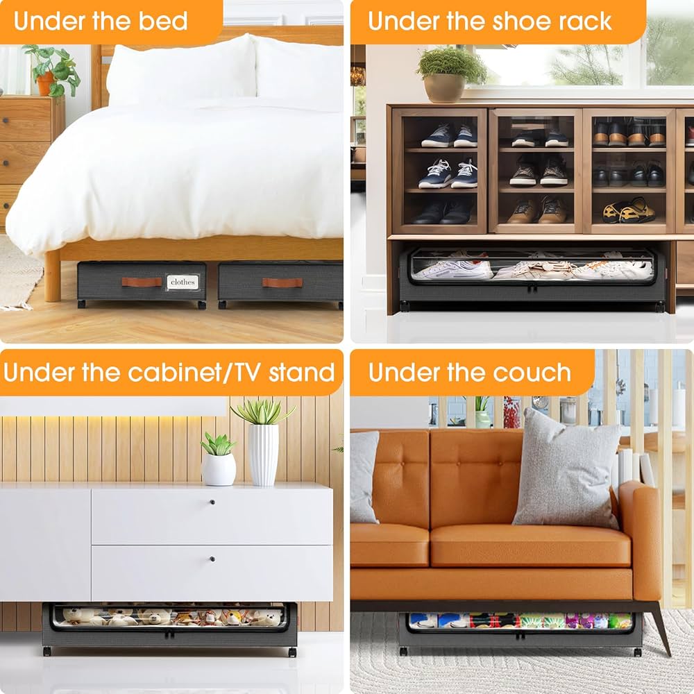 Amazon.com: SpaceHacks Under Bed Storage with Wheels 2Pack